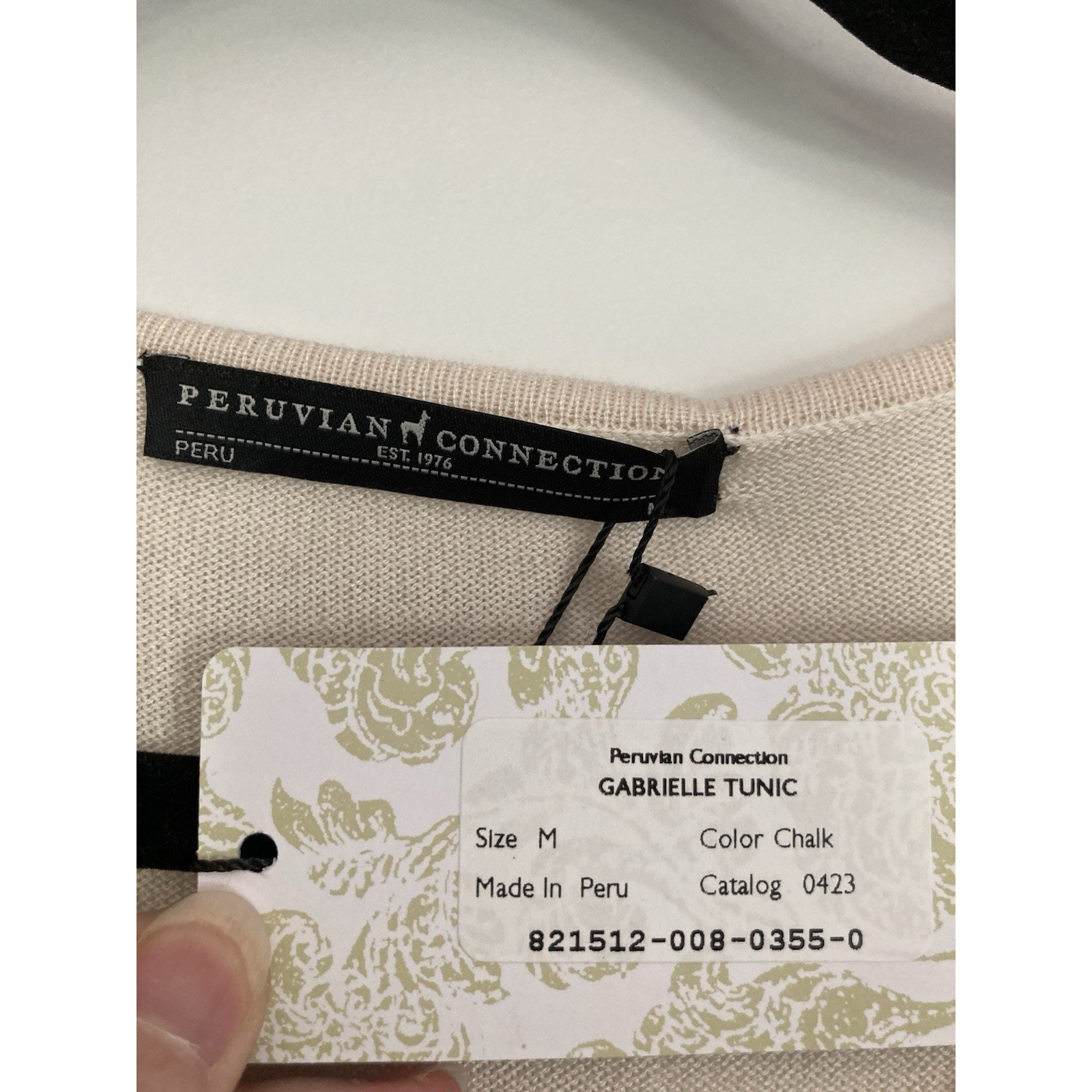 Peruvian Connection Gabrielle Tunic Top Chalk Cream Split Hem Size Medium Nwt — image 4 of 8